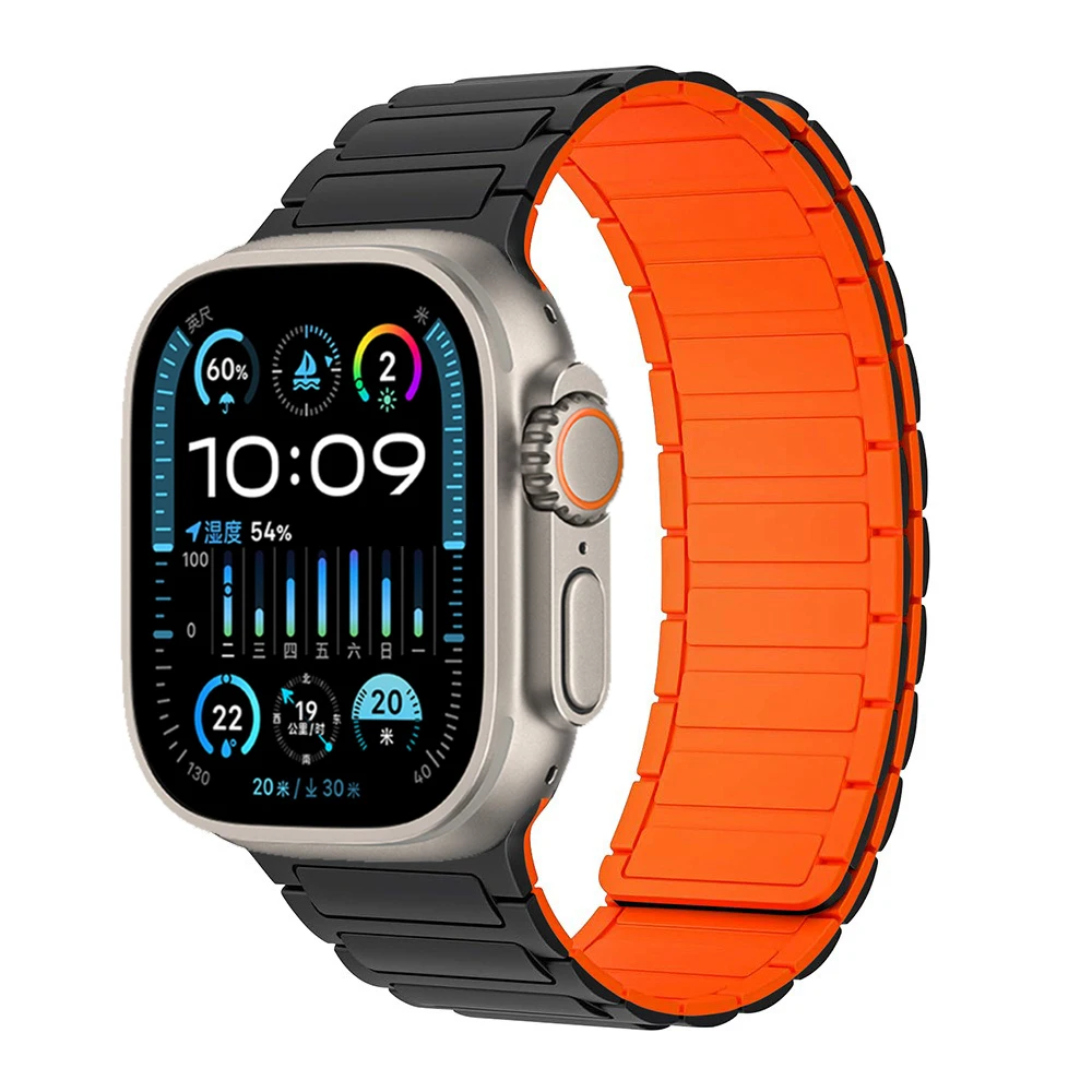 Pulseira de laço magnético de silicone para apple watch ultra 2 10 9 8 7 49mm 46mm 42mm 45mm 41mm pulseira iwatch 6 5 4 se 40mm 44mm