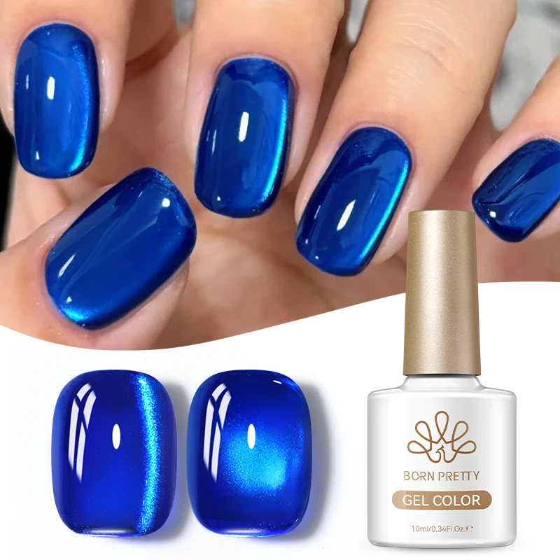 BORN PRETTY 10ml Blaues Glasperlen-Katzenaugen-Magnetgel Nagellack für Sommer-Nageldesign UV LED Soak-Off Langanhaltende Nagelkunst DIY Maniküre – Detail 1