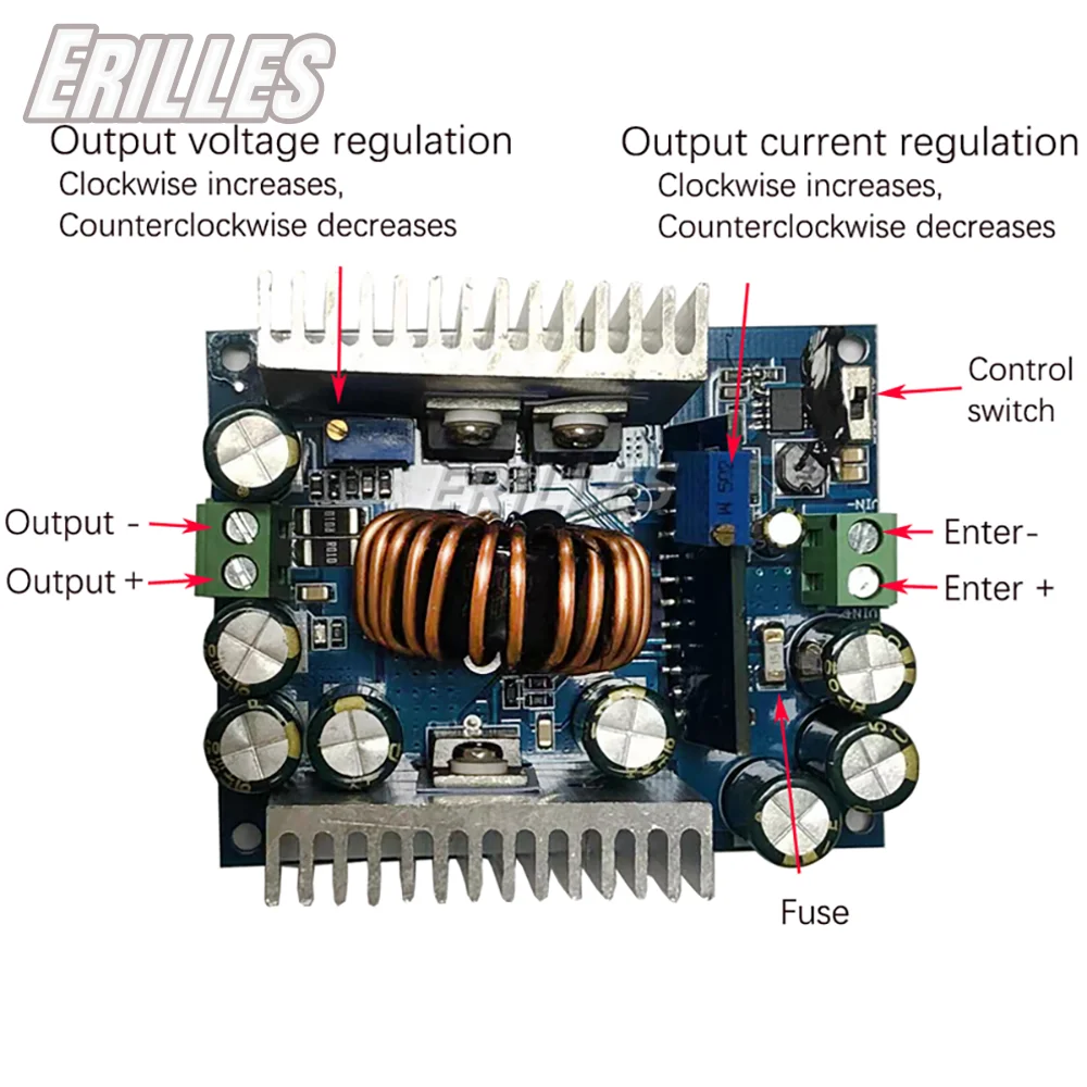 Modulo di alimentazione regolabile da 500 W Convertitore buck step-down DC-DC Modulo regolatore CC CV da 12-95 V a 1,5-90 V
