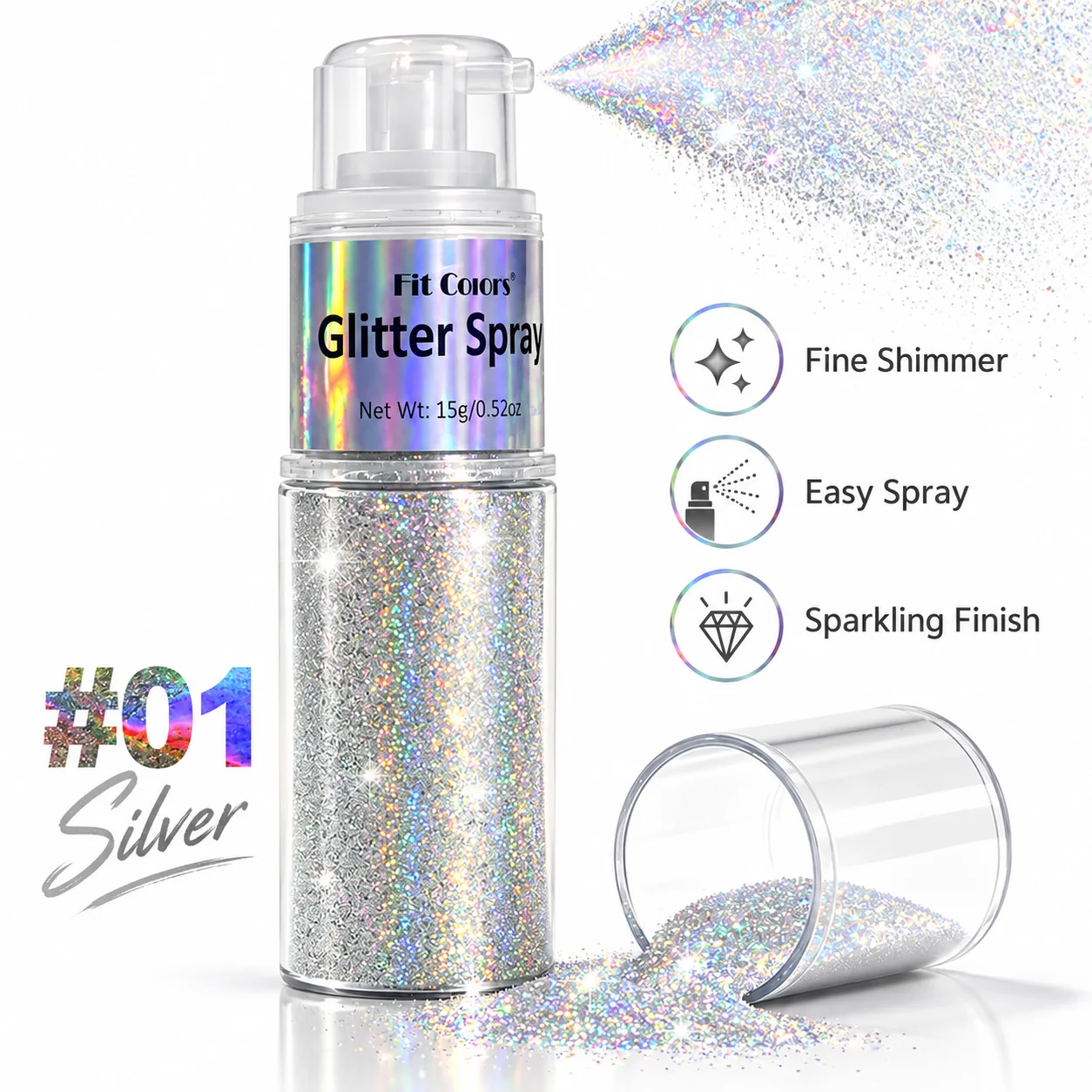Body Hair Shimmer Spray Glitter Highlight Powder Fine Sparkle Mist for Face Clothes Party Festival Dance Stage Makeup