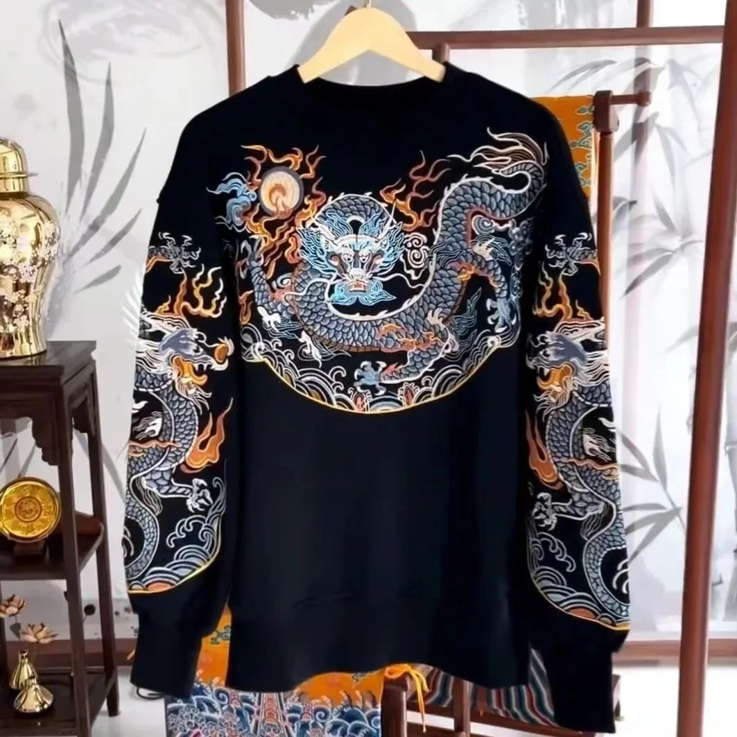 

Chinese Printing Dragon Clouds Jacket Tops Retro Fashion National Style Long Sleeve 2025 New Men's Dragon Clothing Traditional