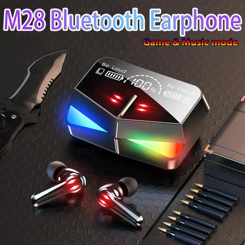 M28 TWS new Bluetooth Headset Esports Gaming Music HIFI Headset Fingerprint Touch True Wireless Headset No Lag Gaming Earpods