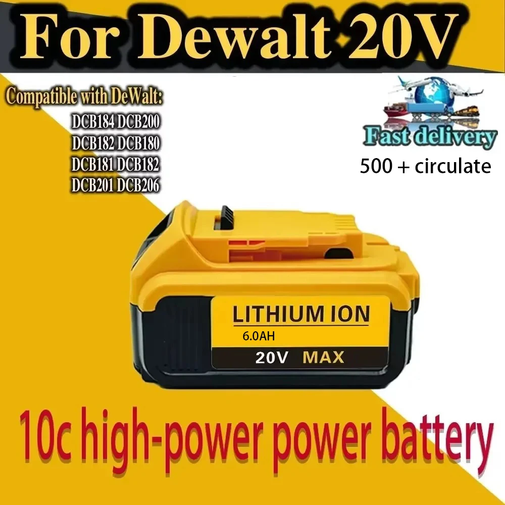 20V 6000mAh For Dewalt DCB200 20V Battery DCB205 DCB206 DCB209 DCB181 DCB182 Replacement Power Tool Lithium Batteries