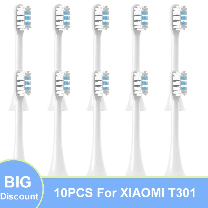 10pcs Für Xiaomi Mijia T301 Ersatz Pinsel Köpfe Sonic Elektrische Zahnbürste Köpfe Schützen Weiche DuPont Geeignet Düsen