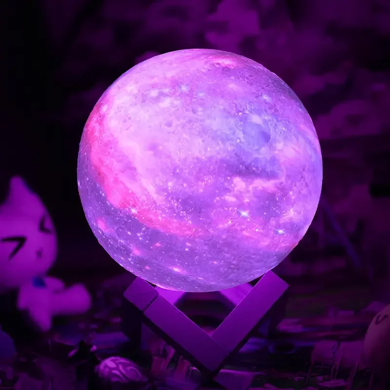 3D Printed Starry Star Moon Lights 16colors Colorful Rechargeable Touch Night Light Home Decor Creative Gift USB Table Lamp