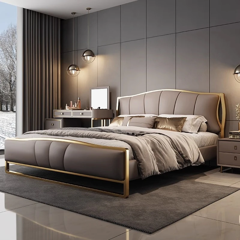 

Design Luxury Massage Bed Bedroom Frame Platform Princess Sleeping Bed Leather Full Letto Matrimoniale Lounge Suite Furniture