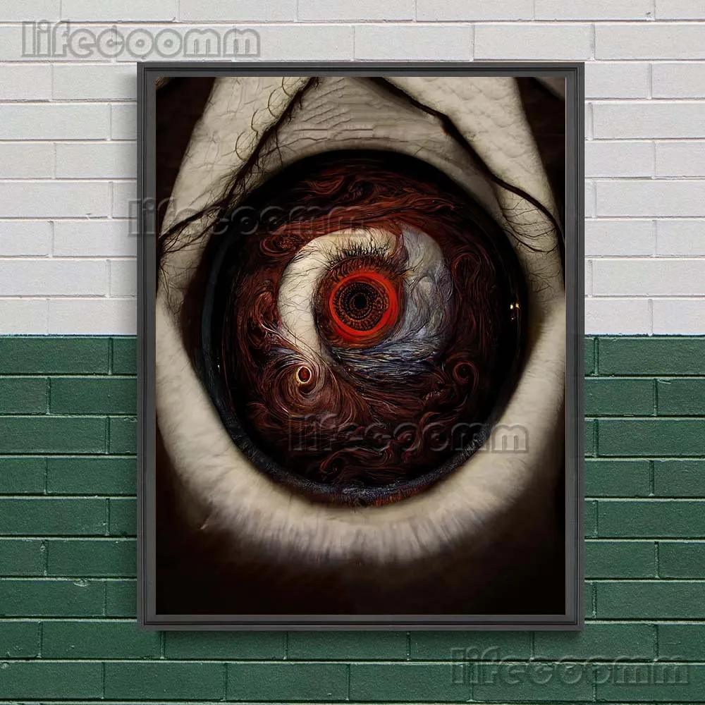 مجردة الرعب القوطية عيون داكنة خمر الرسم على لوحات القماش الجدارية عين التناسخ في الجحيم ملصق فني وطباعة ديكور #2