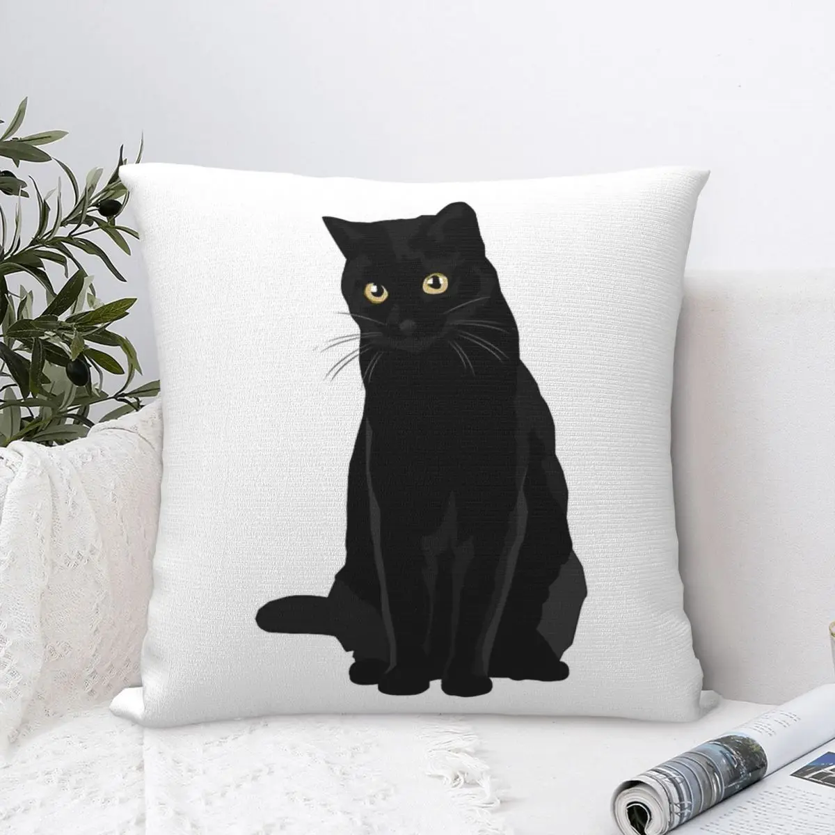 

Black Cat Square Pillowcase Polyester Pillow Cover Velvet Cushion Decor Comfort Throw Pillow For Home Bedroom