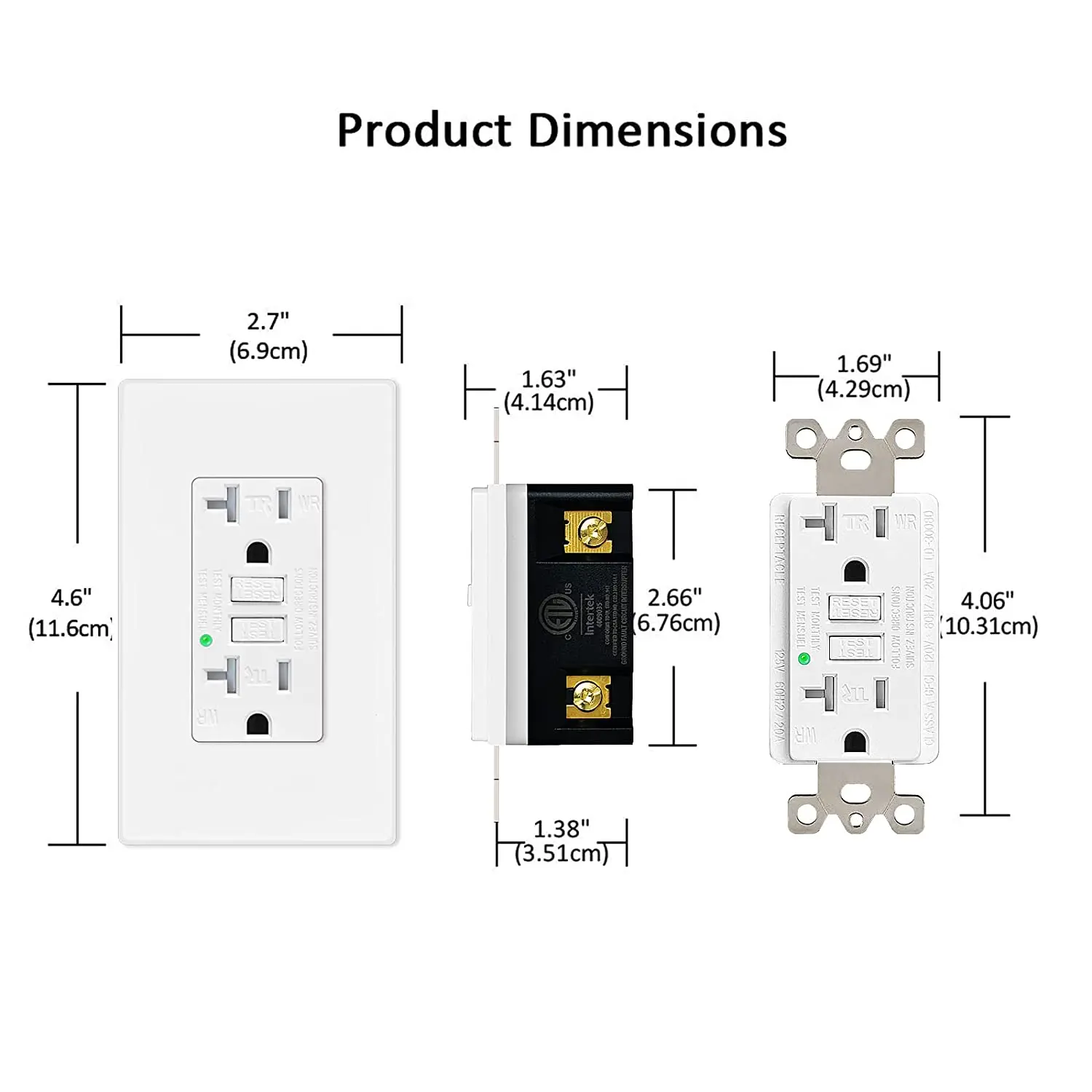 Imagem -06 - Auto-teste Dupla Tomada Receptáculo com Indicador Led Tamper Resistente e Resistente às Intempéries Gfci Outlet 20 Amp Pacote 4