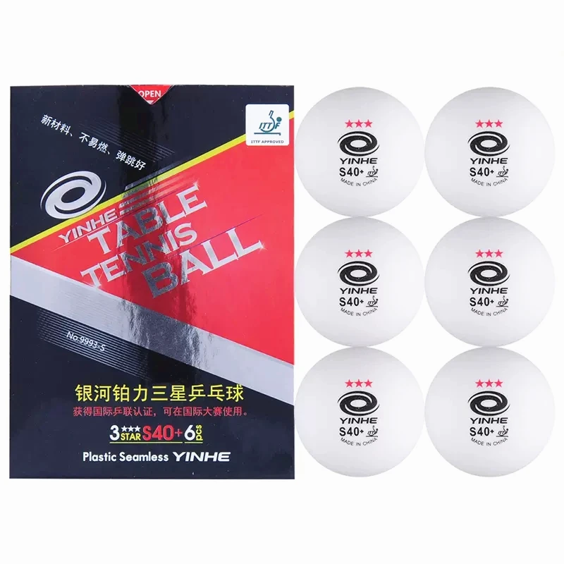 YINHE Galaxy 3-Star Seamless Table Tennis Balls Plastic S40+ ITTF Approved White Poly Ping Pong Balls