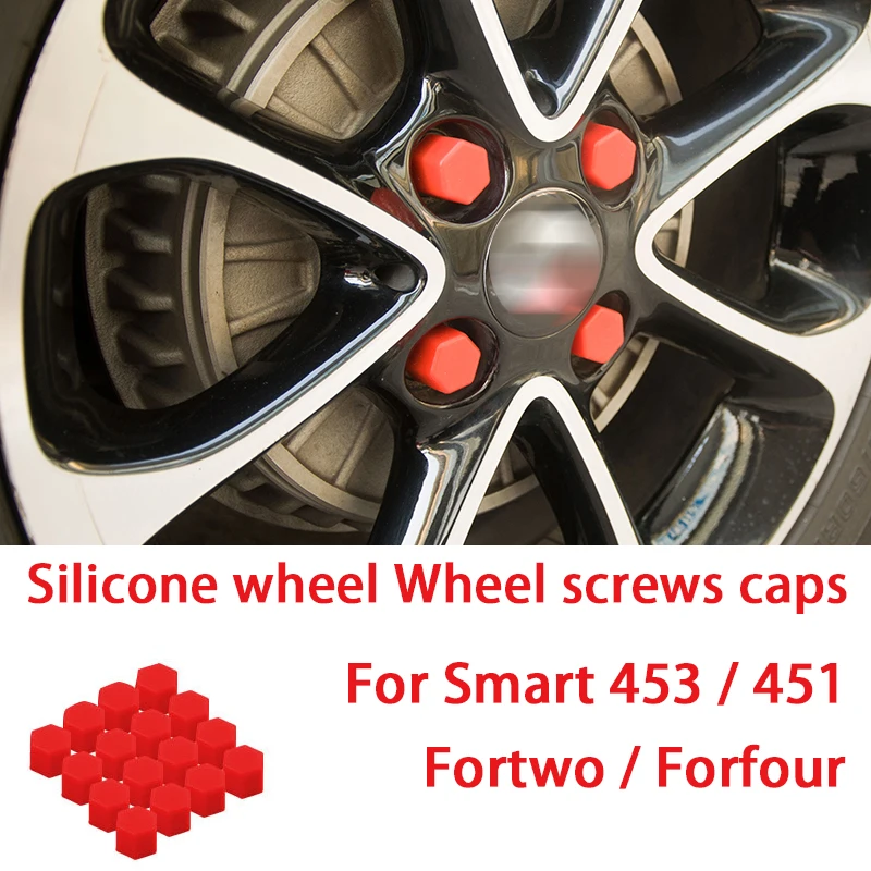 16pcs Silicone Car Wheels Screws Caps Decoration Protective Cover For Smart 451 453 Fortwo Forfour Exterior Accessories