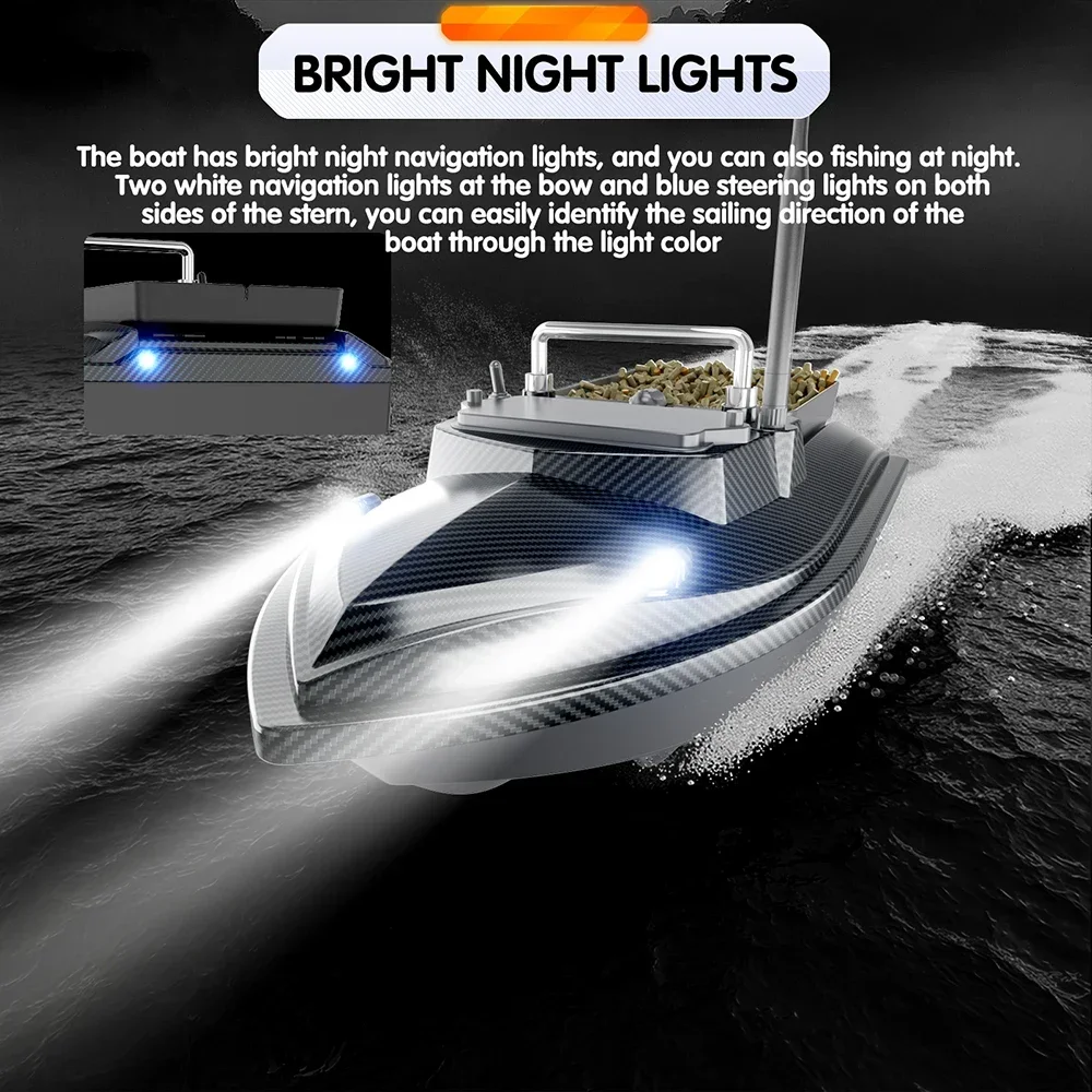 Bateau Appât GPS 2 Kg – RC Sans Fil, 500 M De Portée, Double Moteur, Projecteur LED – Idéal Pour La Pêche De Nuit