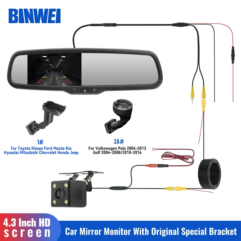 

BINWEI Original Special Bracket Car Rear View Camera with Mirror Monitor Auto Brighness Reversing Camera with 4.3 Inch Screen