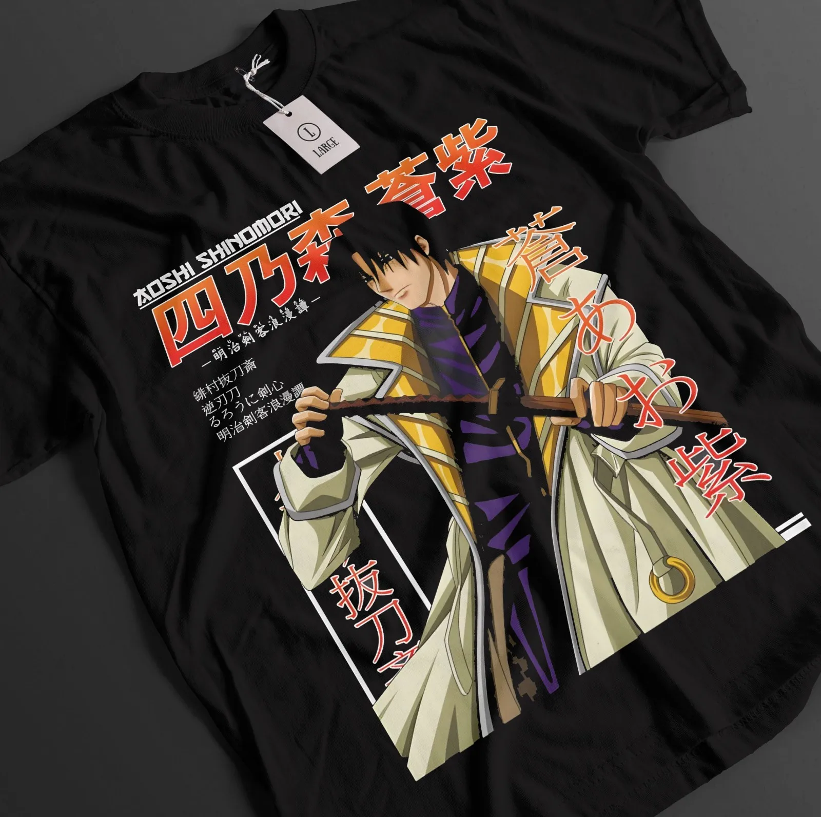 Camiseta Rurouni Kenshin, Camiseta Aoshi, Camiseta Kaotu, Camiseta Battousai, Camiseta Saito Anime