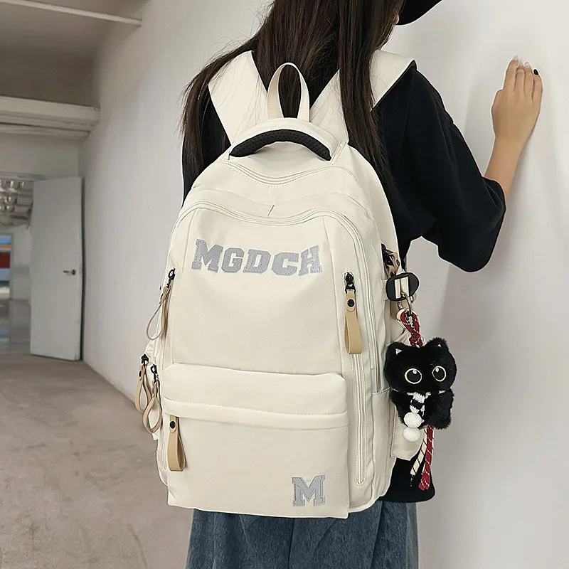 traveasy-brand-2026-new-solid-color-fashion-backpack-student-teen-nylon-multi-pocket-large-capacity-outdoor-travel-school-bag