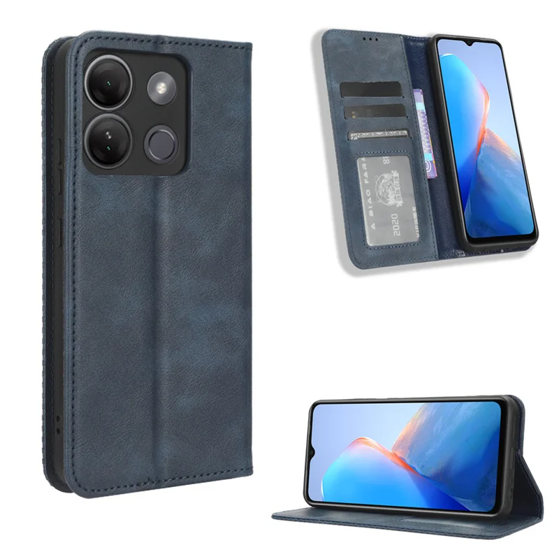 Estojo de couro retro com fivela magnética para infinix inteligente 7 hd x6516, capa protetora, novo estilo