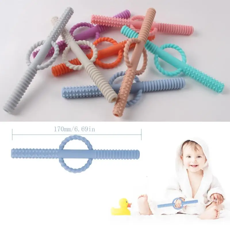 Soft Silicone Kid Chewing Tube Speech Therapy Teeth Massager Oral Muscle Exerciser for Children Feeding Training