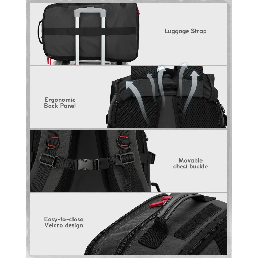 حقيبة ظهر للسفر 3 في 1 قابلة للتحويل، حقيبة كبيرة من النايلون، حقيبة كمبيوتر محمول للرجال والنساء، حقيبة حمل متينة للعمل وعطلات نهاية الأسبوع #4