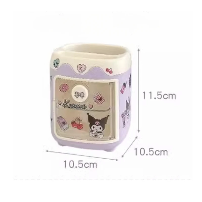 Miniso Sanrio Desktop Storage Box Kids Stationery Pen Holder Kuromi Cinnamoroll Melody Sticker for School Storage Organizer Gift