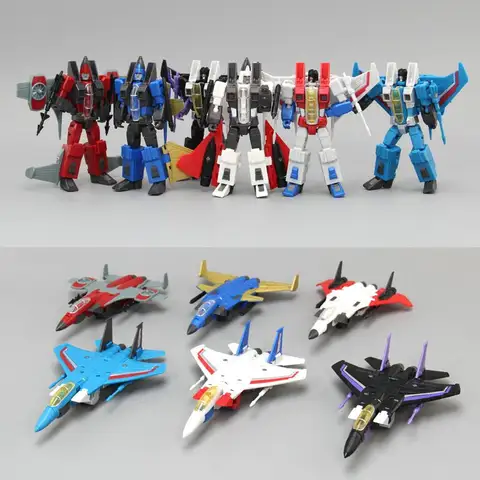 3 st/ask Transformationsrobotleksak G1 Tecknad Flyglag Starscream Skywarp Thundercracker Figurmodell Småskalig Flygplan 10 best sales Transformers Toys Original - №7