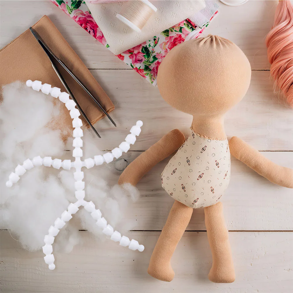 

3 Pcs Cotton Joints Moveable Frame White Plastic Puppet Accessory