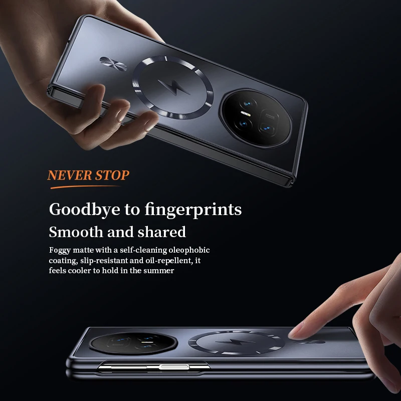 حافظة مغناطيسية قوية فاخرة AG غير لامعة لهاتف Honor Magic V5 V3 Vs3 Vs2 V2 واقي مضاد للبصمة غطاء خلفي للشحن اللاسلكي