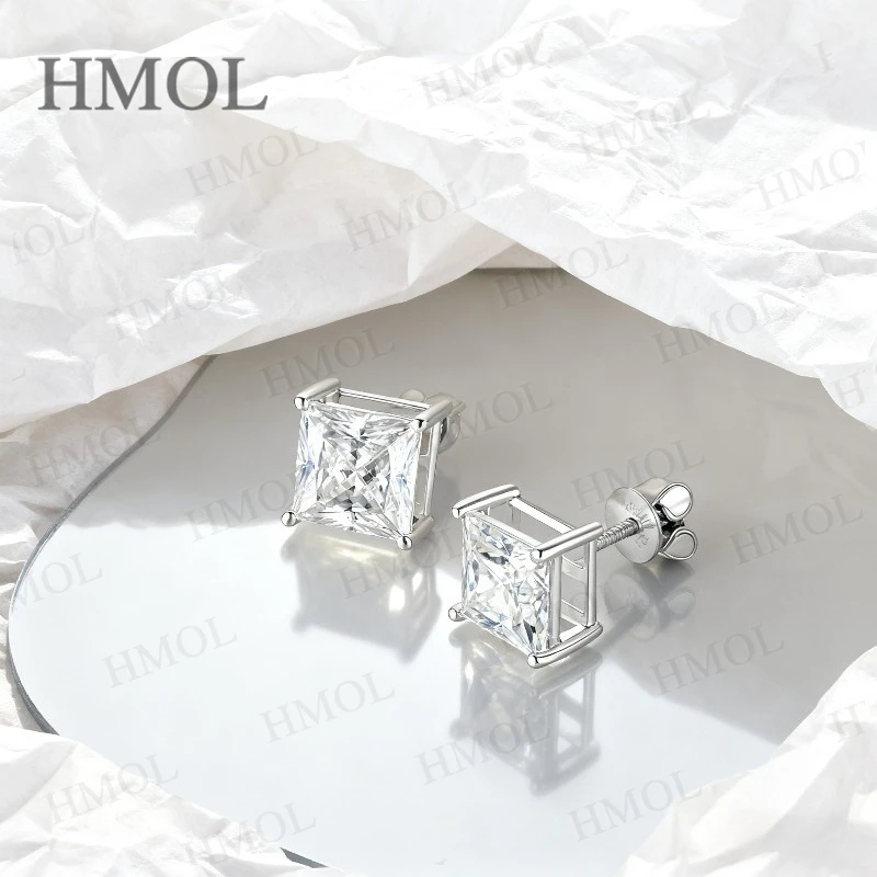 مويسانيتي أقراط 1-6CT Asscher Cut S925 10K 14K 18K خطوة قطع وأقراط فاخرة الزفاف هدية الذكرى مجوهرات