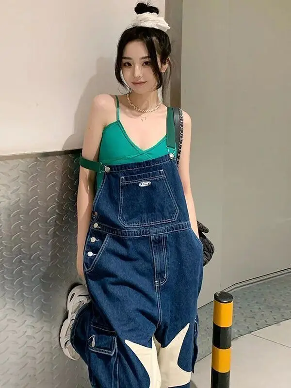 

Джинсовые комбинезоны Sli American Star, женские большие размеры, весна-осень, новая модель, модные цельные брюки для полных сестер