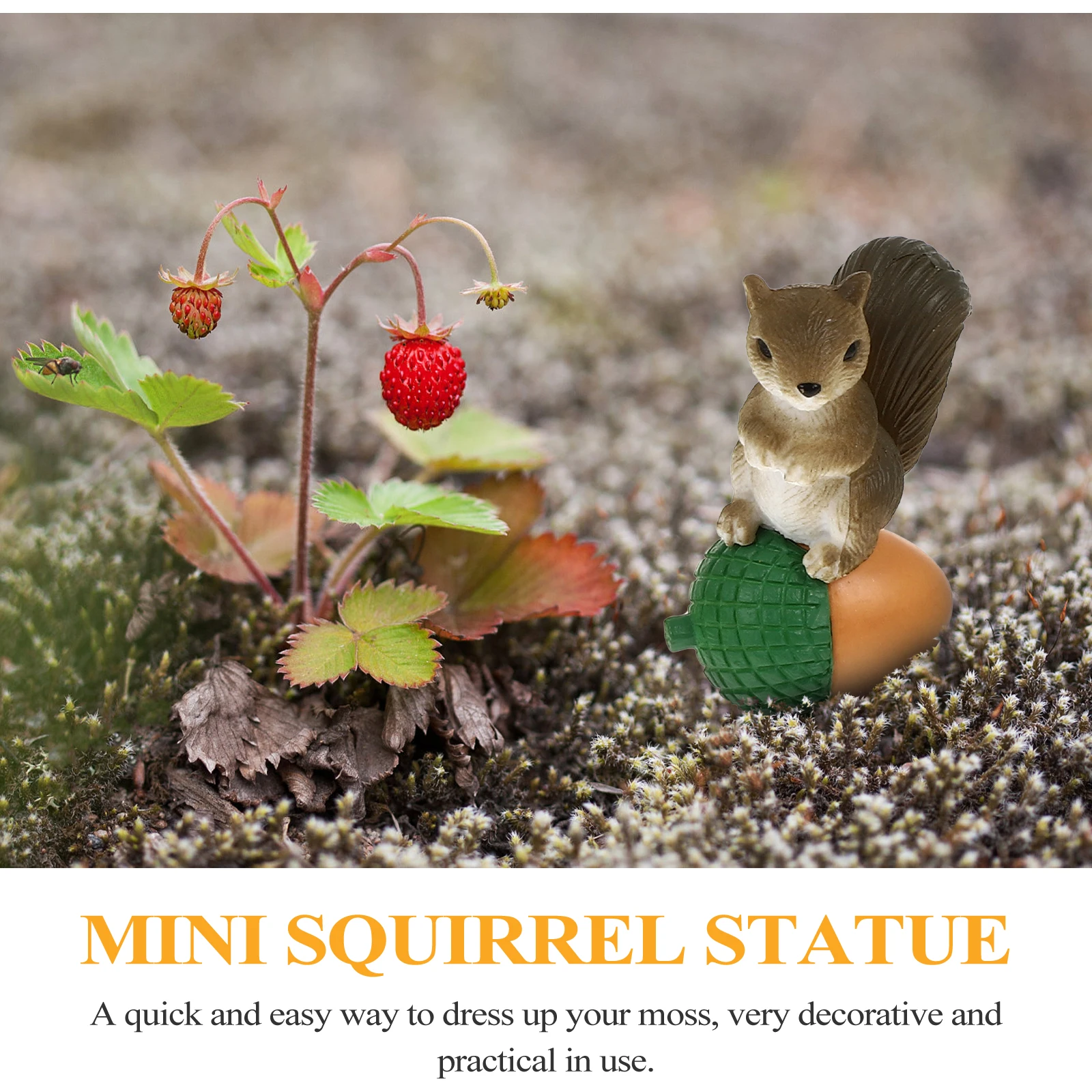 

8Pcs Moss Micro Landscape Mini Squirrel Ornaments Lovely Tiny Animal Decoration for Fairy Garden Table Dining Room Decor