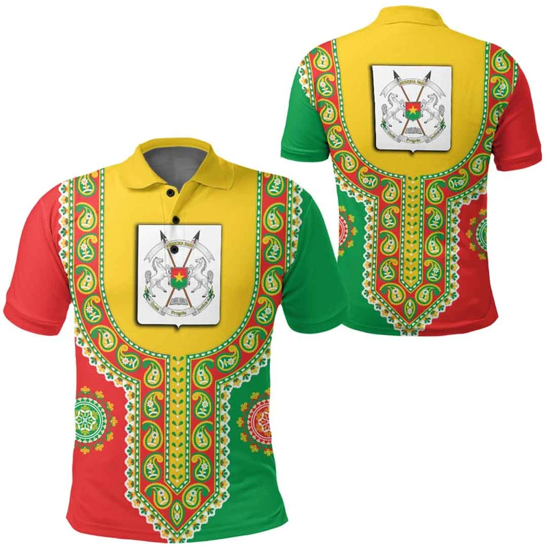 Burkina Faso Flag Map 3D Printed Polo Shirts For Men Clothes Casual Male Jersey Africa Dashiki POLO Shirt National Emblem Tops