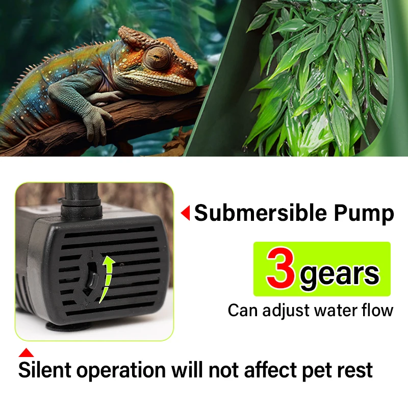Fuente de filtro de agua potable para Reptiles, dispensador automático de ABS, Humidificador camaleón, Terrario de lagarto, suministros para Reptiles