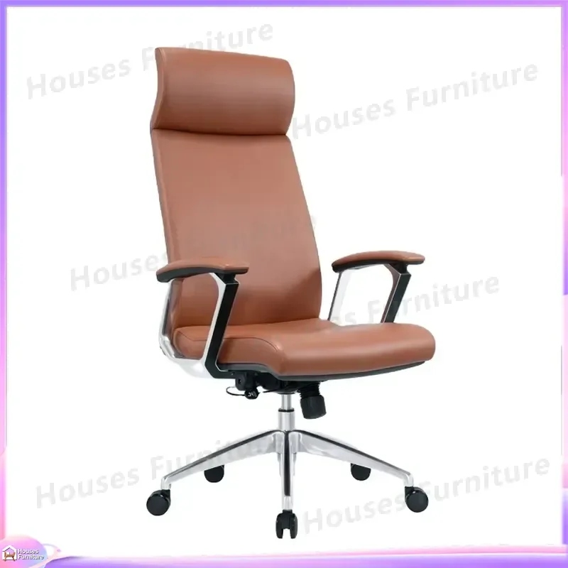 Luxury High Back Executive Office Chair Ergonomic Leather Computer Desk Seat Adjustable Height Aluminum Base Business Manager