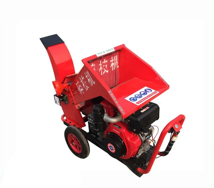 Industrial Mobile Wood Cutter & Chipper Machine Small & Big Tree Branch Shredder With Powerful Motor Core Component
