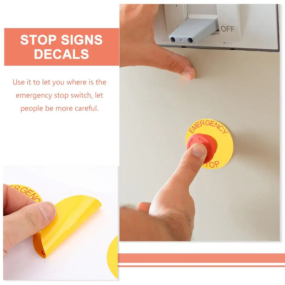 10 Pcs Label Emergency Stop Sign Staff Stickers Maintenance Pvc Replacement Equipment