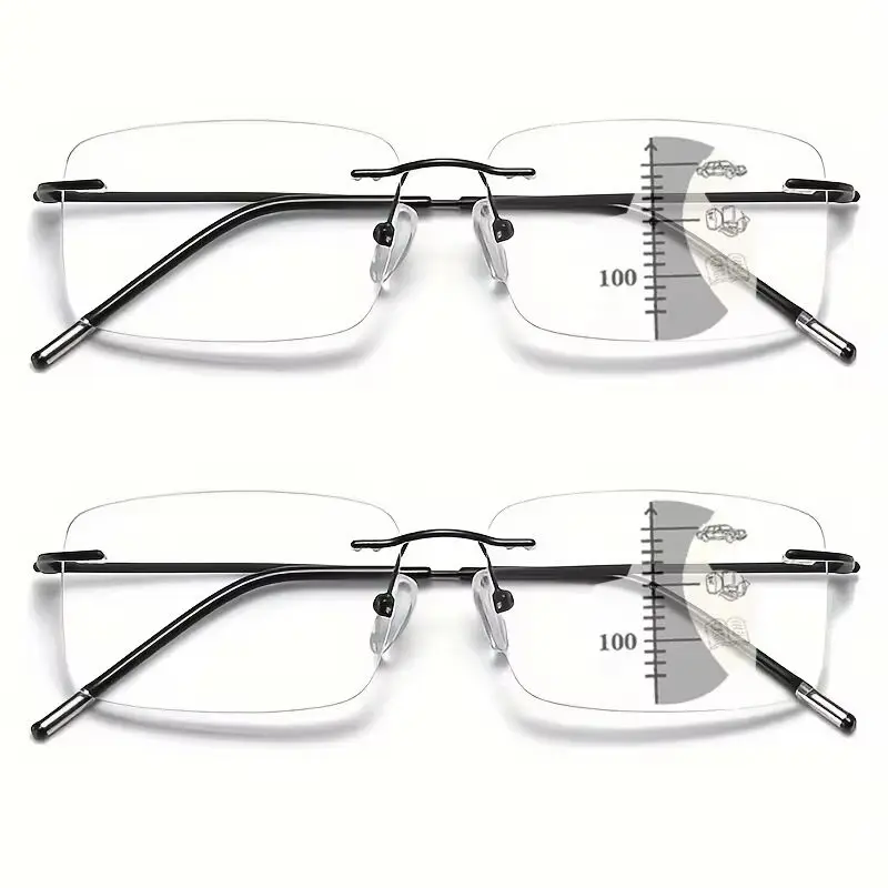 2026 Ultraleichte Randlose Progressive Multifokal-Lesebrille für Männer und Frauen mit Titanrahmen und Blaulichtfilter für Alterssichtigkeit