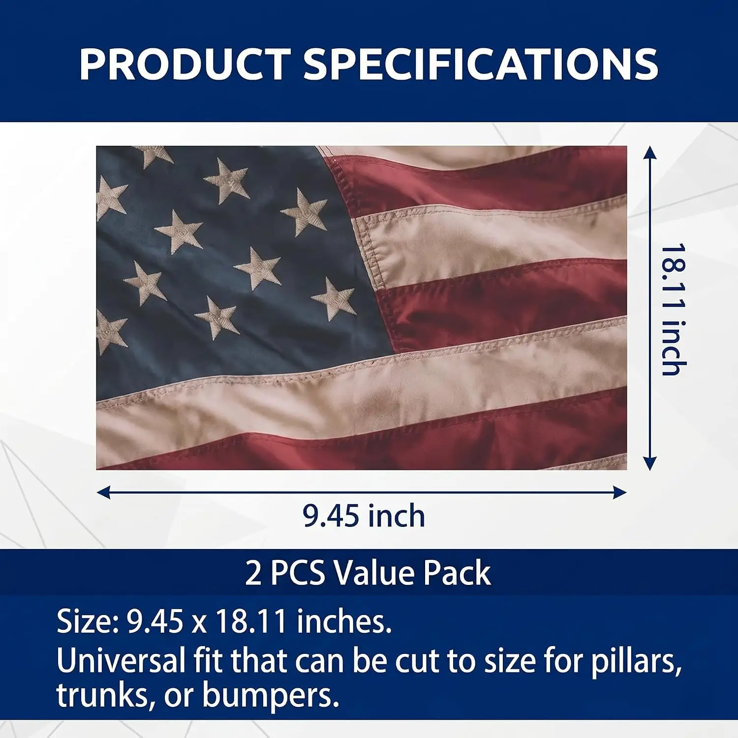 2 PCS Car B Pillar Stickers, Retro American Flag Patriotic Decal, Waterproof Sunproof Creative Stickers for Car Door Window Pill