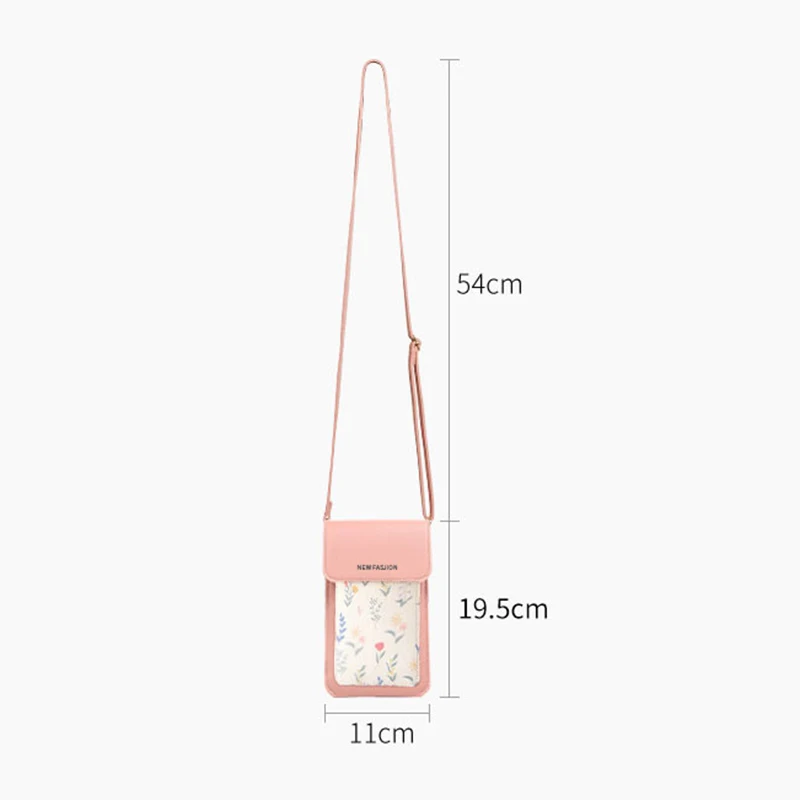 Fahion Women Shoulder Bag PU Leather Phone Pouch Touchable Screen Case Girl Crossbody Phone Bag Card Hold Purse Key Wallet