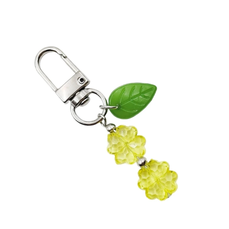 Acrylic Four Leaf Charm Keychains Sweet Lovely Pendant Hangings Ornament Keyring Backpack Decoration for Women Girls