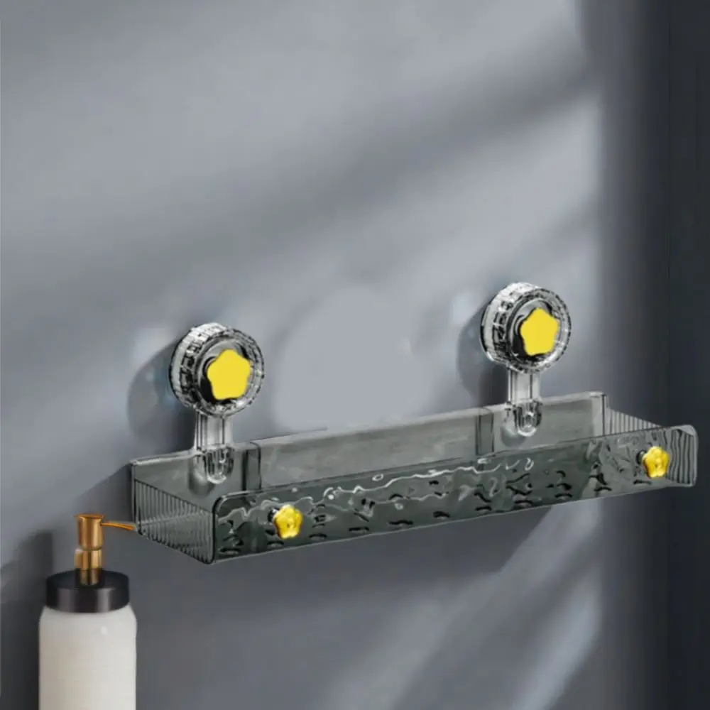 プラスチック製吸盤式シャワーシェルフ、穴あけ不要の壁掛けシャワーシャンプーラック、取り外し可能な排水式トイレシャンプーホルダー