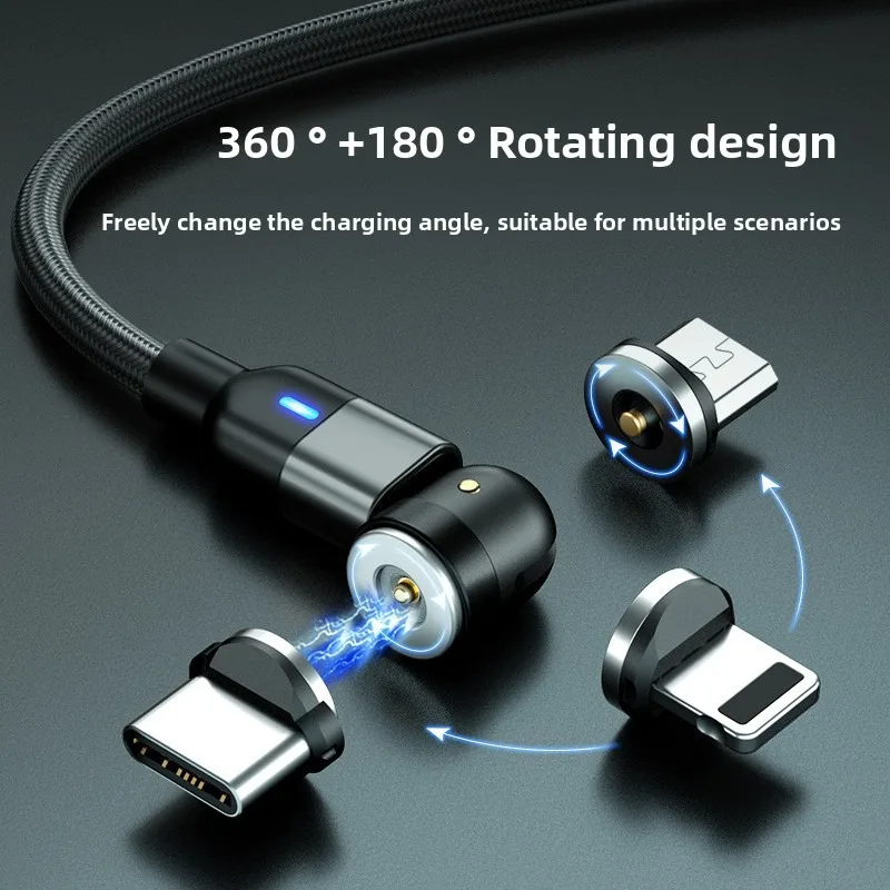 Type-C Magnetic Data Cable with 540-Degree Rotatable Adapter, Strong Magnetism, Compatible with Android Devices