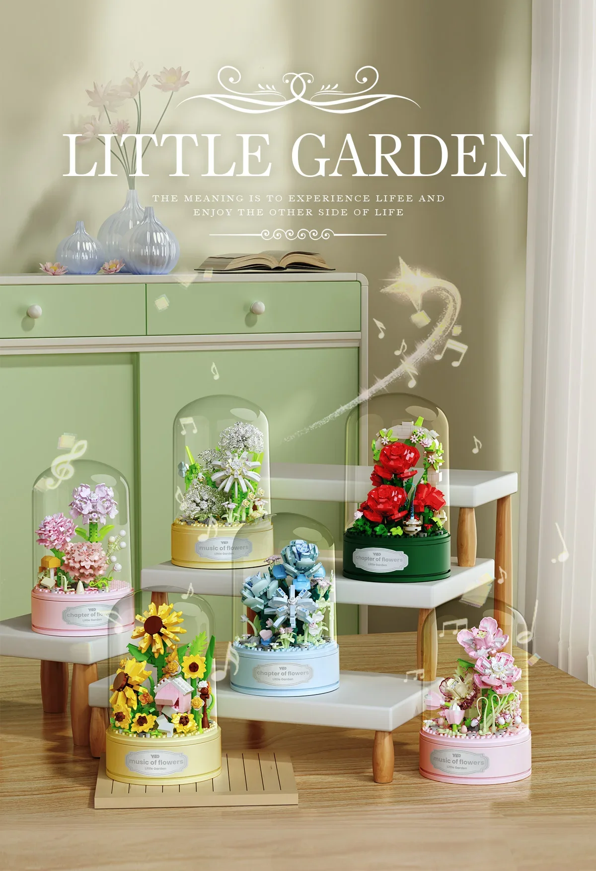 Kit Carillon Floreale HOGOKIDS – 571 Pezzi, Con Luce E Musica, Bouquet Di Fiori In Tazza Da Tè