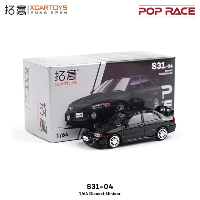 

Xcartoys x POP RACE 1:64 Lancer Evolution IV Black Die-Cast Car Model Collection Miniature