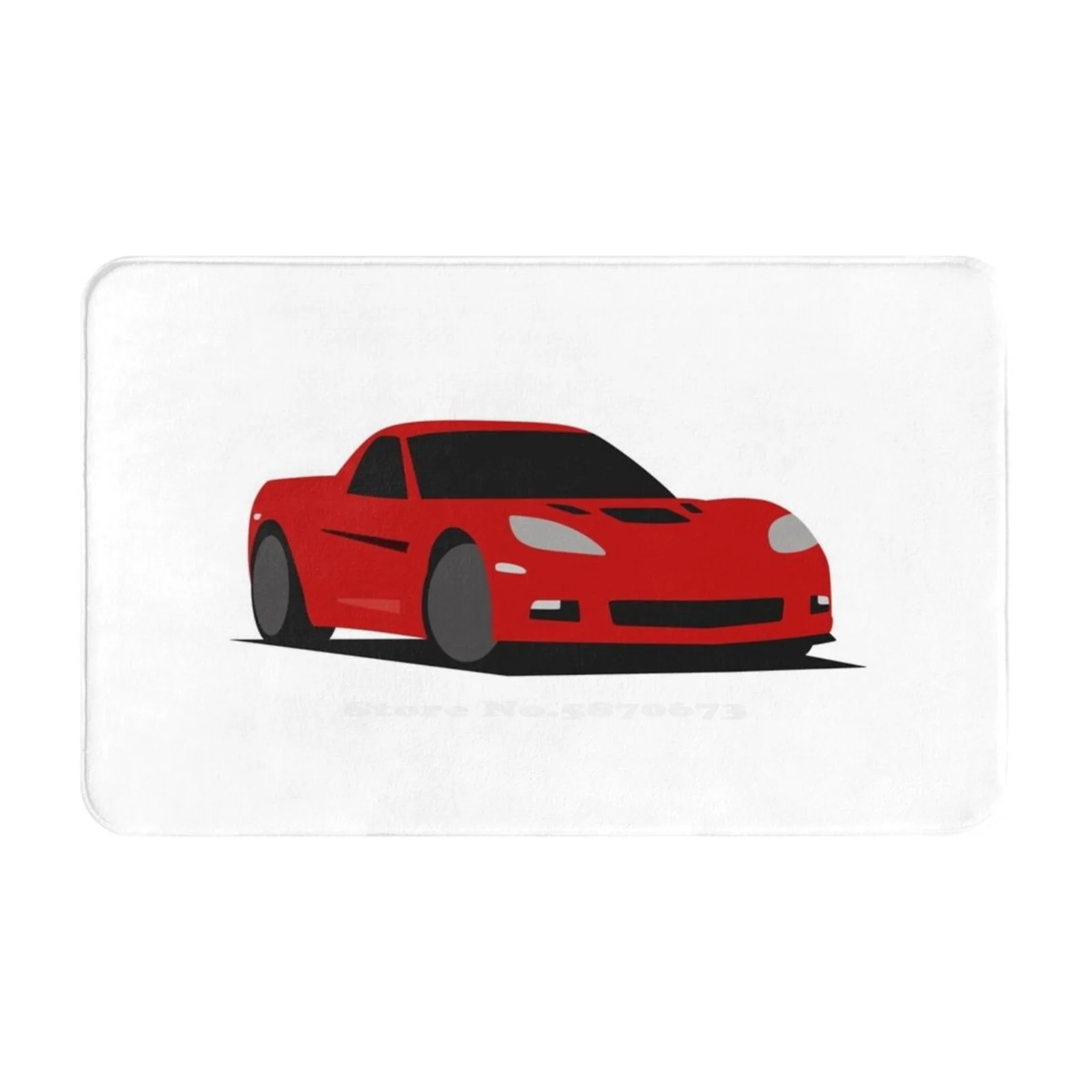 2007 C6 Soft Cushion Car Home Carpet Door Mat Classic C6 Z06 Coupe Sixth Generation Sports Car American Car Red Car