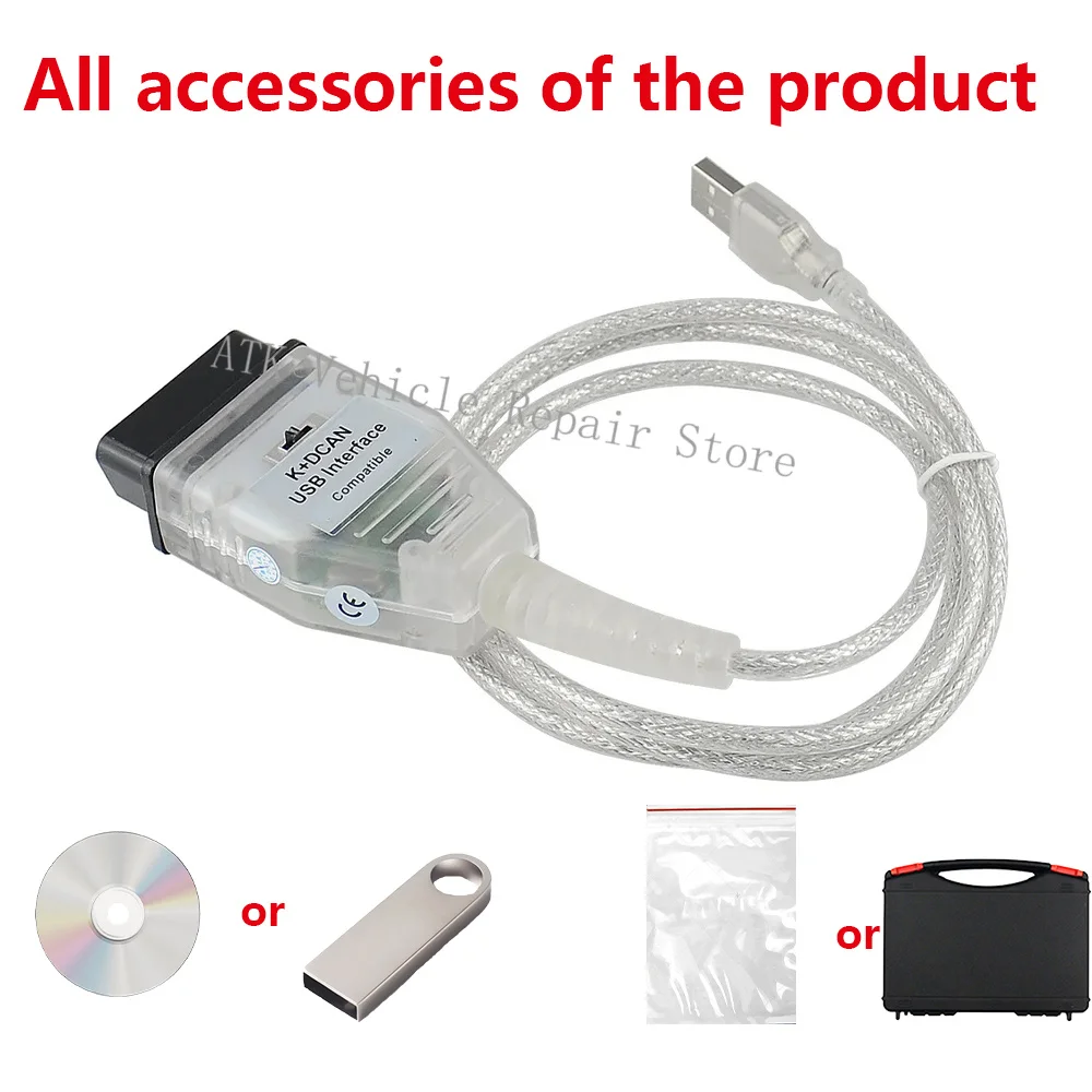 OBD 2 USB Cables For in-pa For bm-w K+DCAN USB Interface Diagnostic Tool For BM-W E46 K+CAN K CAN FTDI FT232 Chip OBD2 Scanner