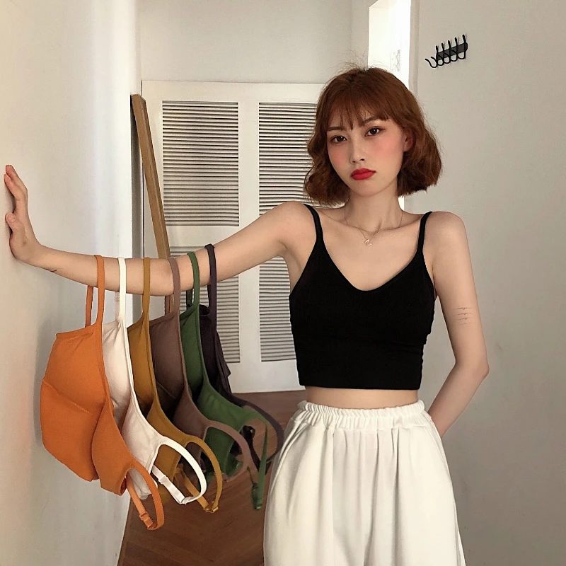 

Camis Women Solid Backless Casual Simple Crop Tops Low Chest Sexy Ins Tanks Womens Tube Top Lingerie Basic Camisoles Trendy