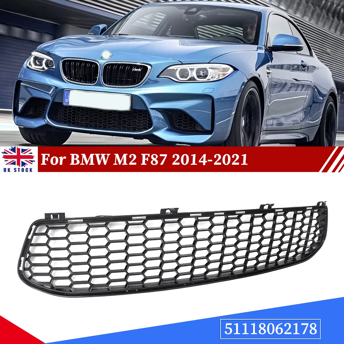 

Нижняя решетка переднего бампера Magickit для BMW M2 F87 2016 2017 2018, сотовая центральная решетка, замена сетки для 51118062178