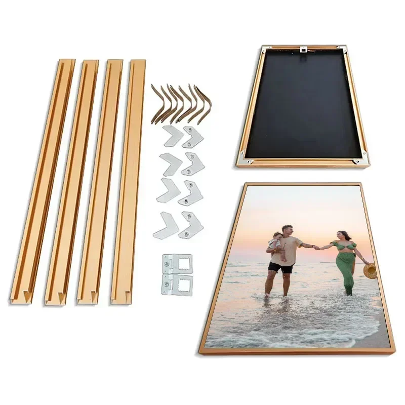 Aluminum Alloy Photo Frame Canvas Frame DIY Photo Frame Default Gold, Black to Note Poster Frame Larger than 60CM Needs Stitchin