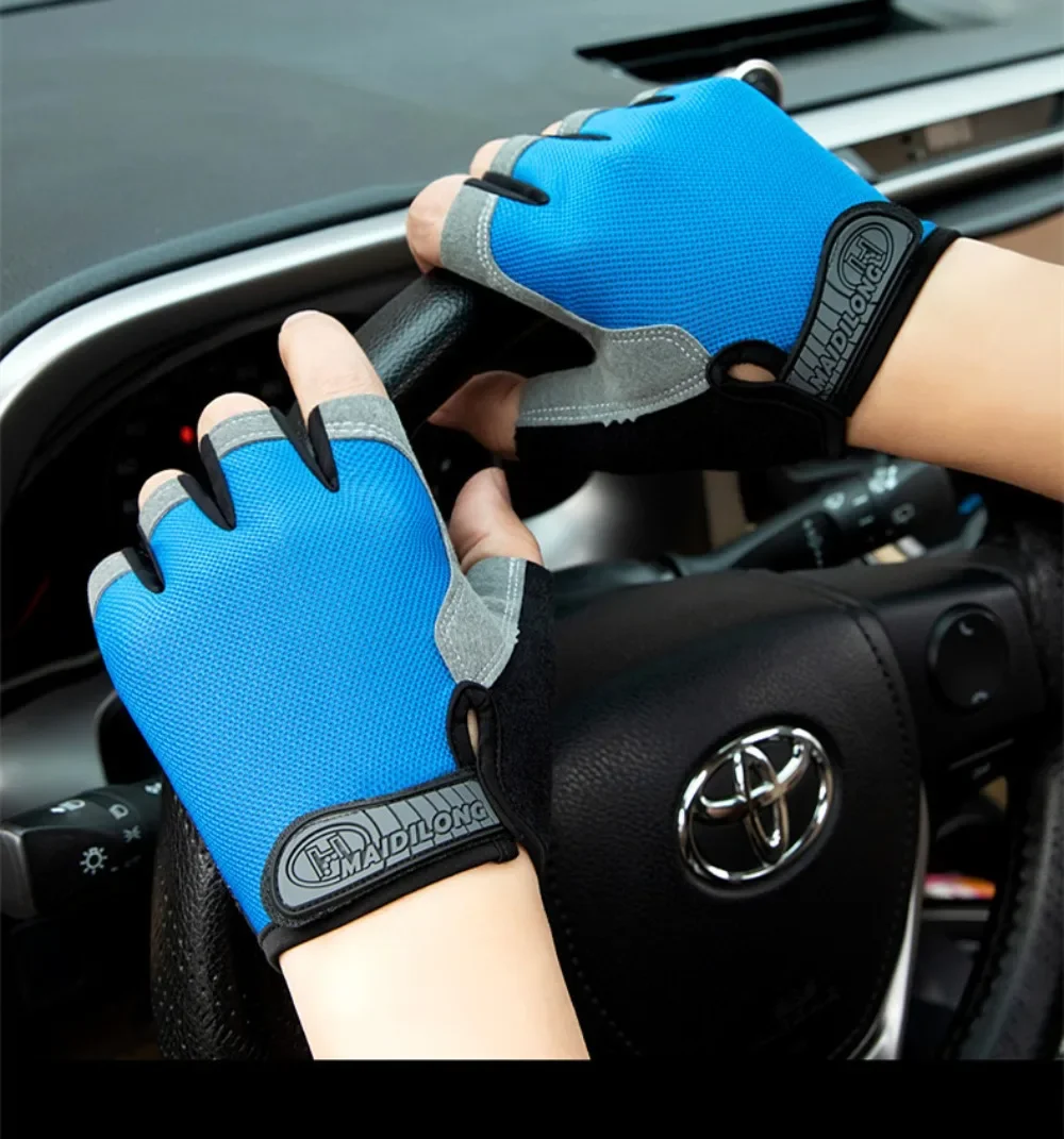 Guantes de ciclismo para hombre y mujer, Manoplas sin dedos para levantamiento de pesas, gimnasio, Bmx, Mtb, accesorios de bicicleta