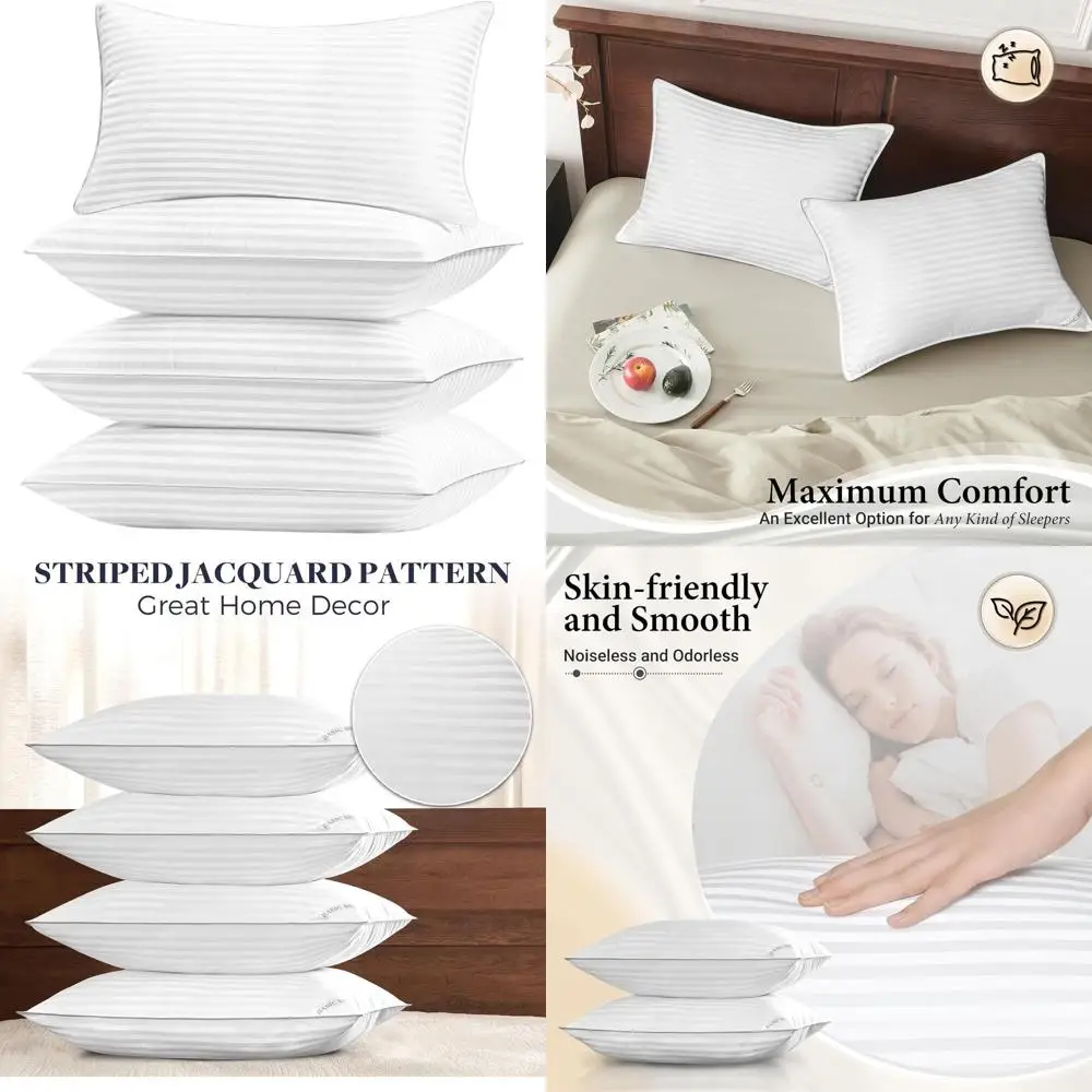 

Набор подушек королевского размера из 4 штук — альтернатива гипоаллергенного пуха, 20 x 28, идеально подходит для различных позиций сна, белый