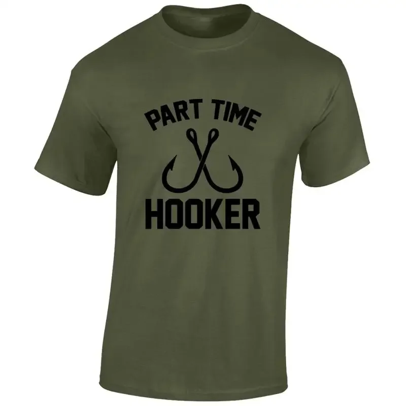 PART TIME HOOKER MENS T SHIRT CARP FISHING GIFT IDEA FISHERMAN TOP DAD FUNNY